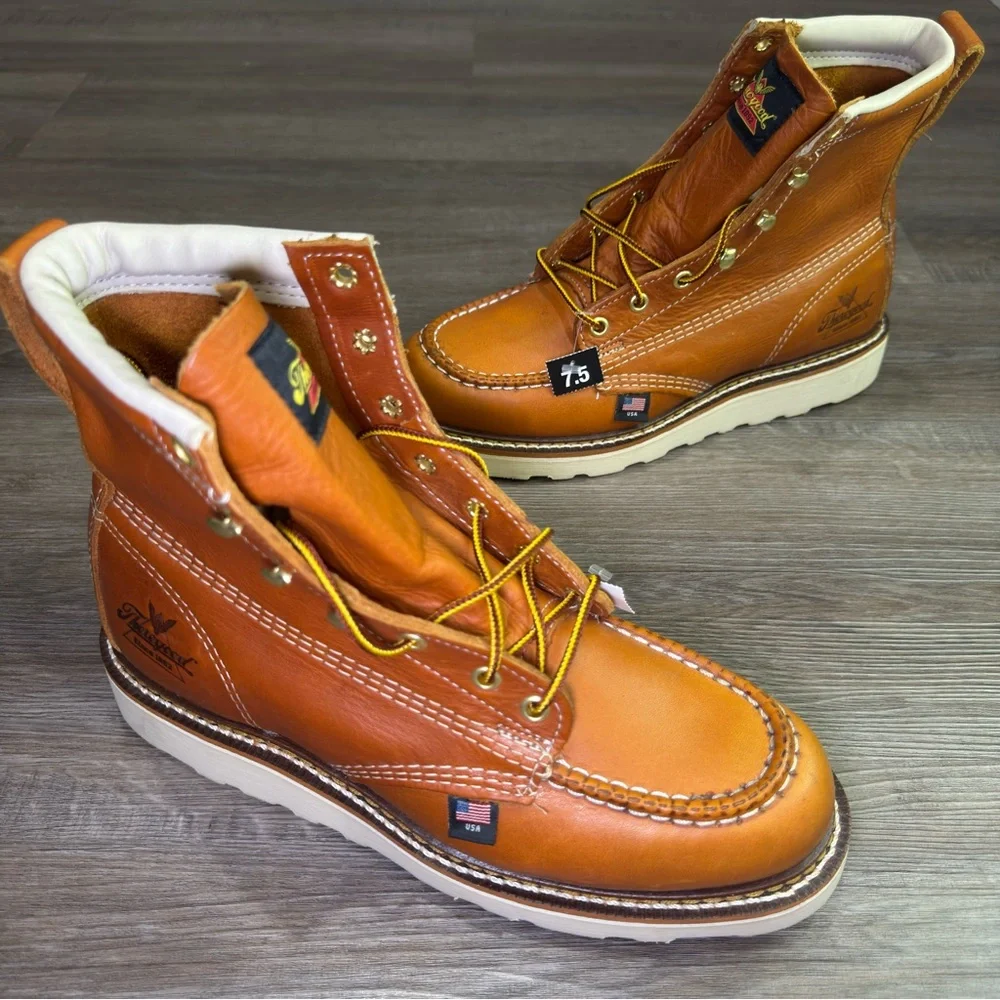 Thorogood American Heritage 6” Tobacco Moc Toe Leather Lace Up Boots